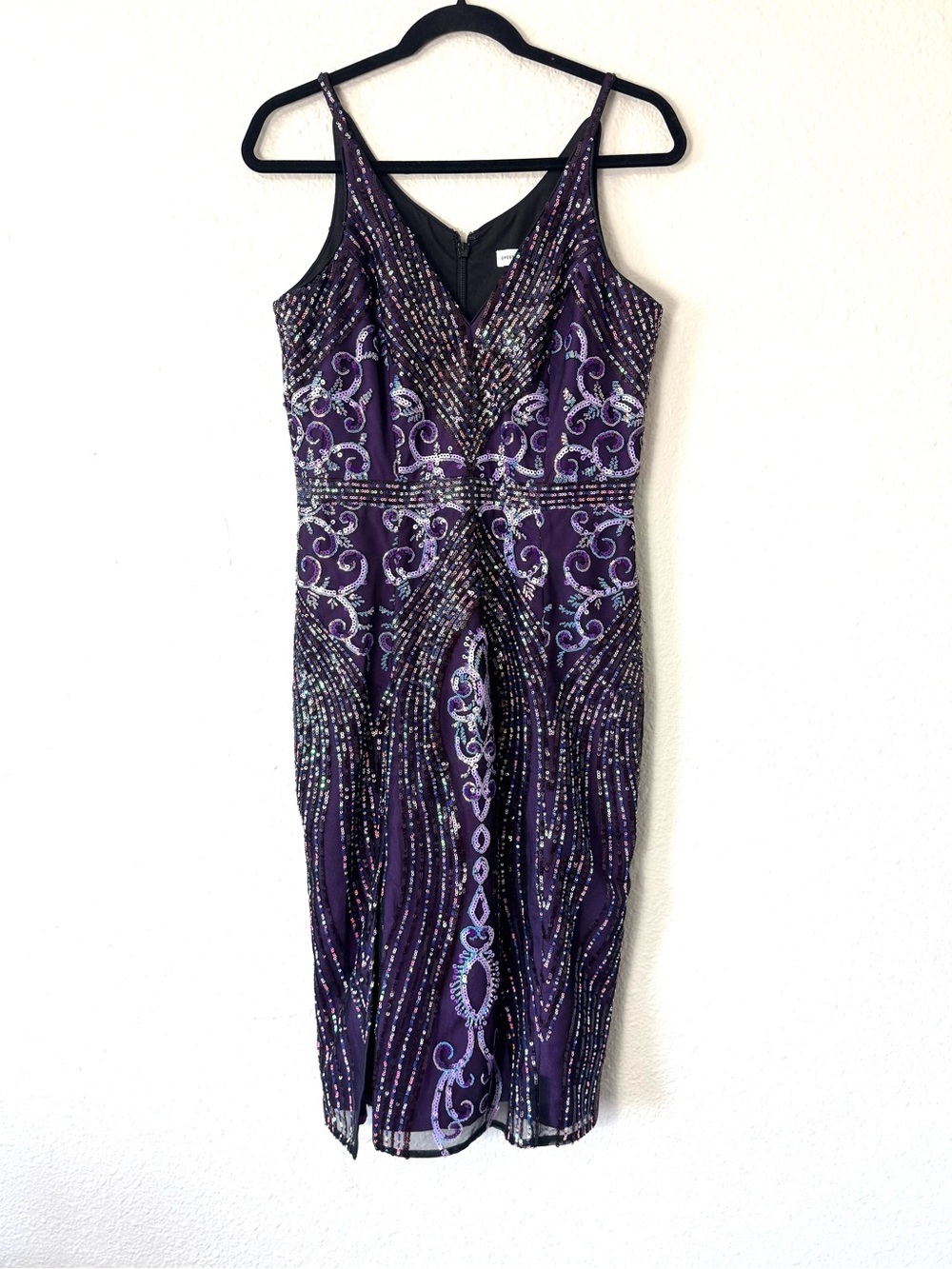 Dress the Population Felicity Purple Sequin Midi Dress Size Medium - Picture 3 of 9